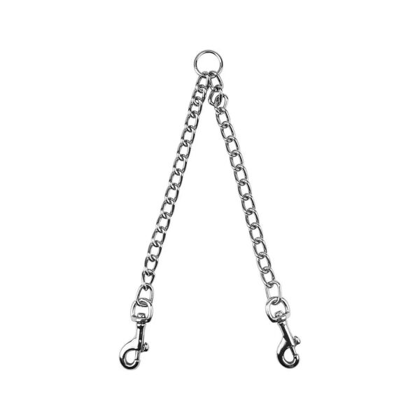 Durable Metal Double Dog Chain Lead for Walking Two Large Dogs