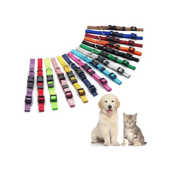 Durable Nylon Whelping Litter Puppies Kitten Identification Soft Collars Set of 15