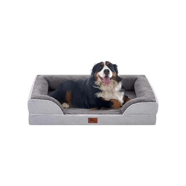 Durable Orthopedic Dog Bed with Bolster and Waterproof Cover for Jumbo Dogs