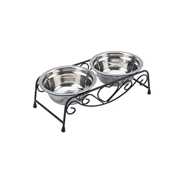 Durable Pet Feeder with Stainless Steel Bowls for Small to Medium Cats and Dogs