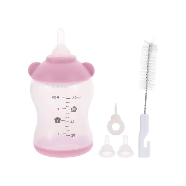 Durable Pink Pet Feeding Kit Silicone Milk Water Bottles for Rabbits and Small Animals