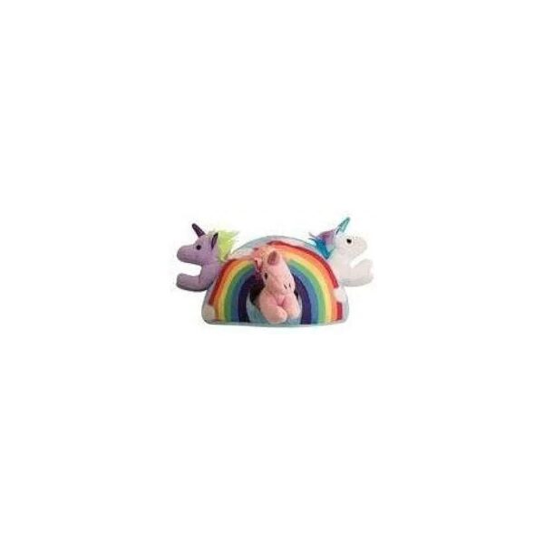 Durable Plush Rainbow Unicorns for Dogs, Soft Squeaky Hide and Seek Toy for Puppy Fun