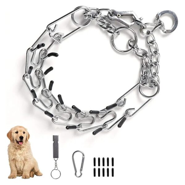 Durable Prong Collar for Large Medium Small Dogs with Soft Rubber Caps and Buckle