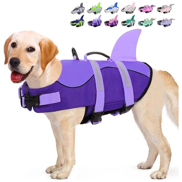 Durable Shark-Style Dog Life Jacket with Handle for Quick Water Rescue in Emergencies