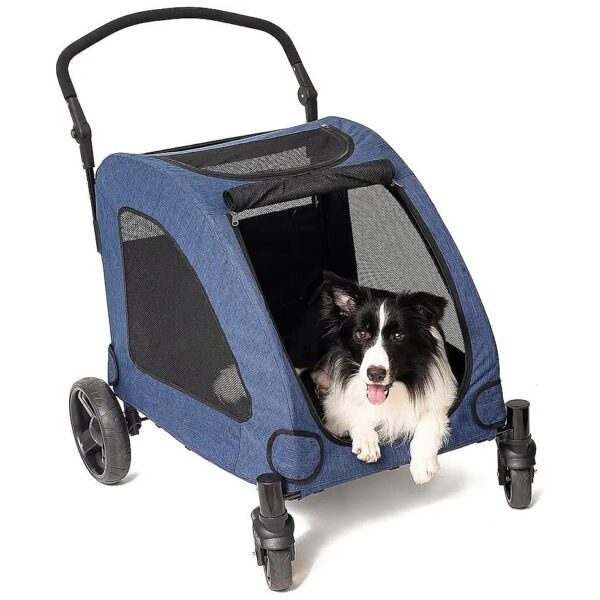 Durable Soft-Rubber Wheeled Dog Stroller for Outdoor Adventures with Your Pet