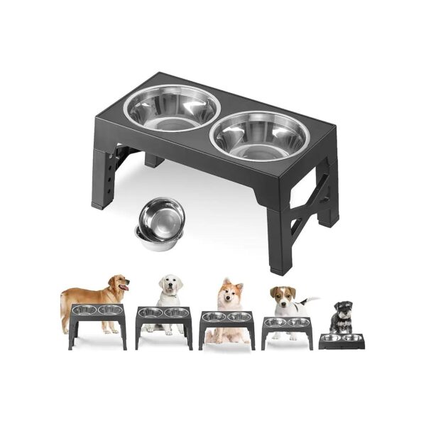 Durable Stainless Steel Dog Bowls with Adjustable Stand for Small to Large Dogs