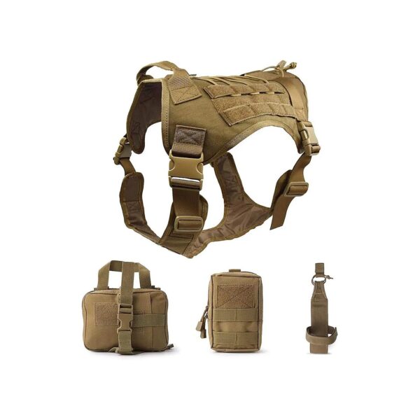 Durable Tactical Dog Harness with Adjustable Straps and Molle Pouches for Large Breeds