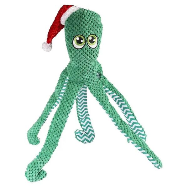 Durable Two-Layer Fabric Plush Octopus Dog Toy with Squeaker and Crinkle Paper Sounds