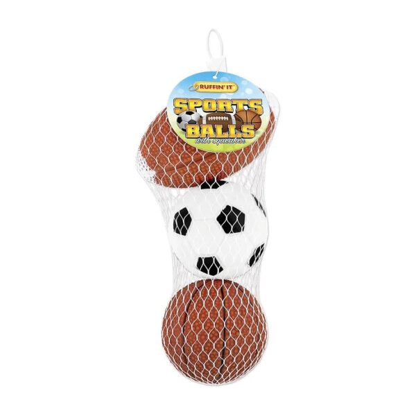 Durable Vinyl Sports Balls for Pets in 3-Pack Mesh Bag