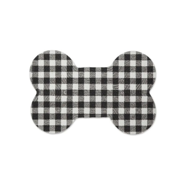 Durable and Absorbent 100% Cotton Pet Food Mat with Buffalo Check