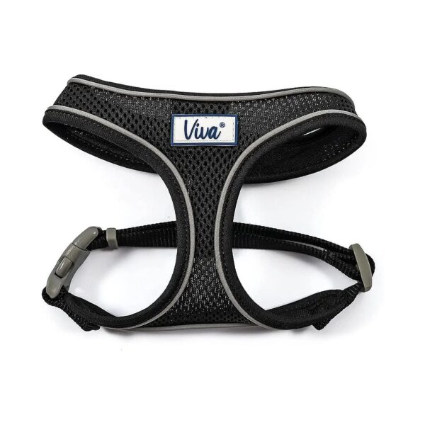 Durable and Adjustable Breathable Air Mesh Dog Harness Black Fits Large Dogs 53-74 cm