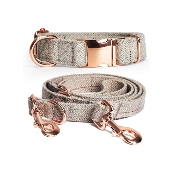 Durable and Comfortable Dog Collar and Leash Set with Adjustable Length and Metal Buckle