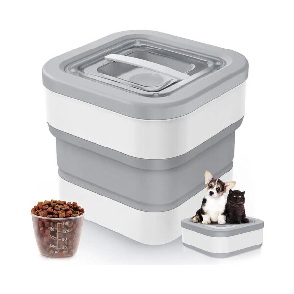 Durable and Compact Collapsible Pet Food Storage Container with 15 lbs Capacity