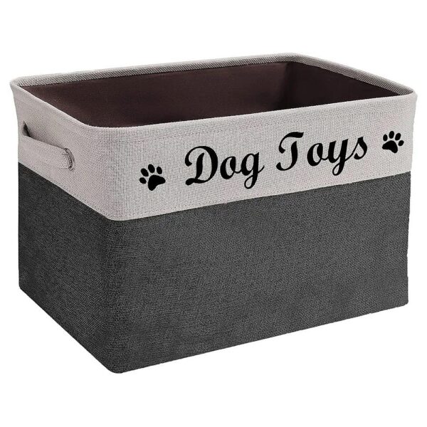 Durable and Functional Black Dog Toy Box with Comfortable Handles and Foldable Design