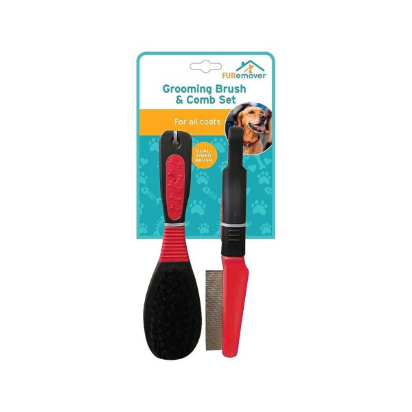 Durable and Gentle Grooming Brush and Flea Comb Set for All Coat Lengths