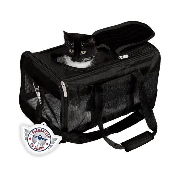 Durable and Versatile Black Large Pet Travel Carrier with Machine Washable Liner