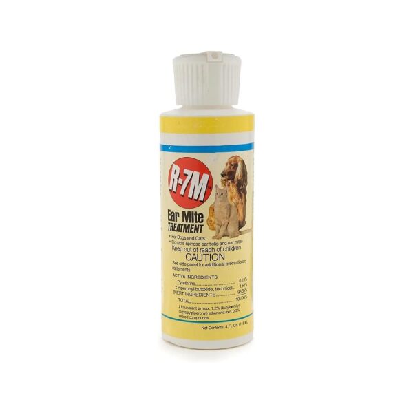 Ear Mite and Tick Treatment for Cats and Dogs - Pyrethrin Based Liquid - 4oz