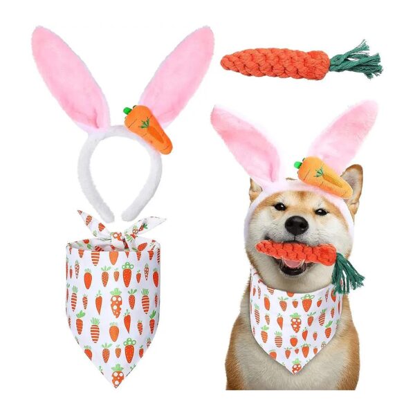 Easter Bunny Ears Headband Dog Costume Set for Small Medium Large Dogs Photograph Props