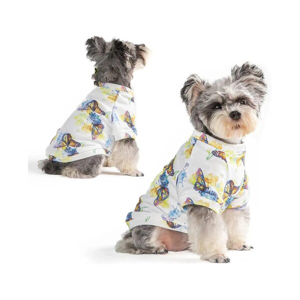 Easter Butterfly Pattern Cotton Dog Sweatshirts for Small Puppies with Leash Hole