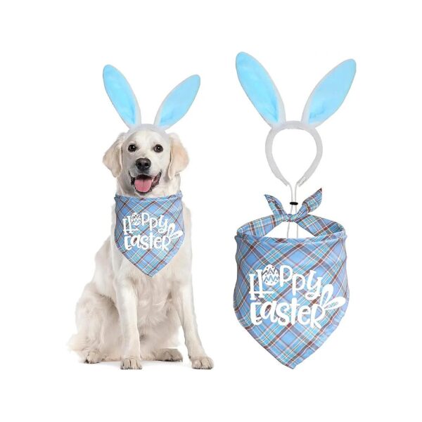 Easter Dog Bandana Bunny Headband Costume Set for Small Medium Large Dogs Happy Easter