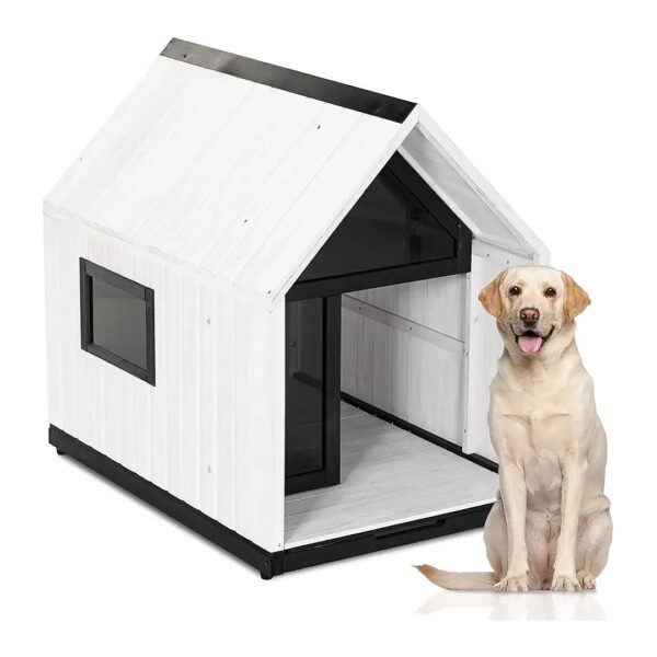 Easy Clean Dog House with Slide Out Floor and Sun Protection Window for Happy Pooches