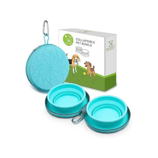 Easy Clean Silicone Collapsible Dog Food and Water Feeder Bowls