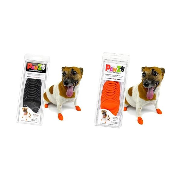 Easy Clean and Biodegradable Rubber Dog Boots Orange and Black for Small Dog Paws