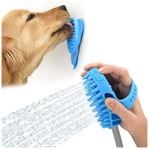 Easy Pet Bathing with Adaptable Shower Attachment and Treat-Dispensing Lick Mat