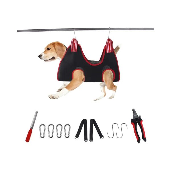 Easy Pet Grooming Hammock with Nail Trimmers and Scissors for Cats and Small Dogs