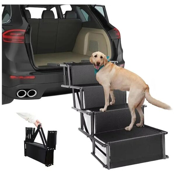 Easy Portable Stairs for Large Dogs Up to 150 Pounds Black Aluminum Dog Car Ramp