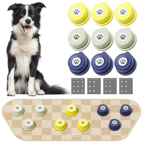 Easy Voice Communication Kit for Dogs and Cats - 9-Piece Talking Button Set with Mat