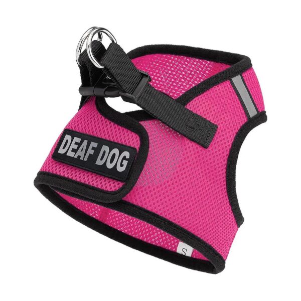 Easy on Easy off Mesh Harness with Deaf Dog Patch for Comfortable Wear in Hot Pink