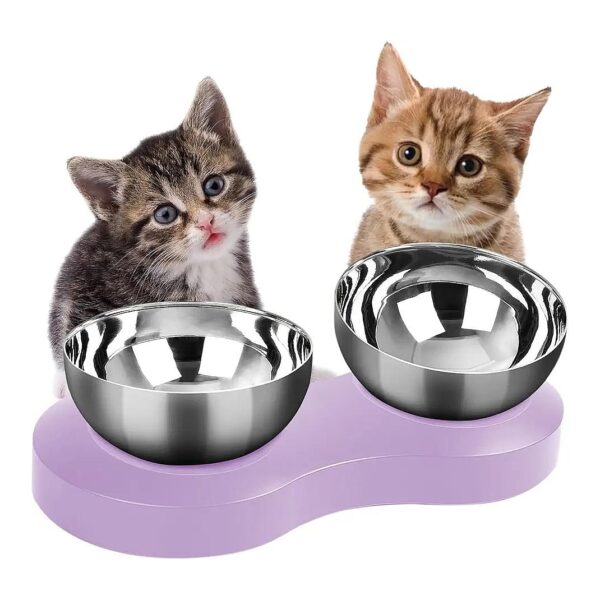 Easy to Clean Detachable Dog Bowls with Compact Stainless Steel Stand for Small Dogs