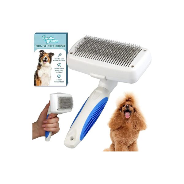 Easy to Clean Dog Hair Brush with 10mm Bent Needle Stainless Steel Bristles