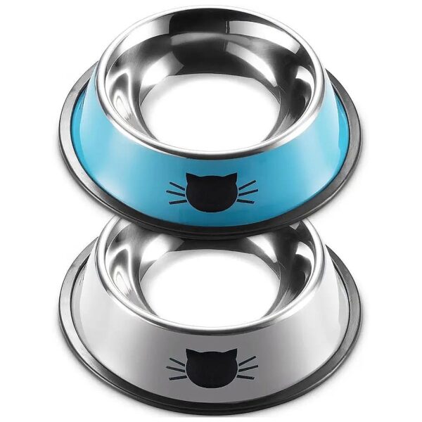 Easy to Clean and Durable Stainless Steel Cat Bowl Set for Small Pets