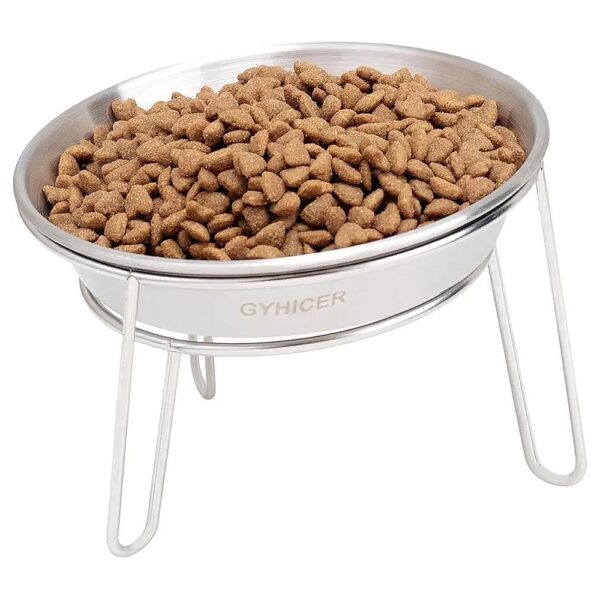 Easy-Clean Stainless Steel Cat Bowls with Metal Stand for Indoor Cats and Small Dogs