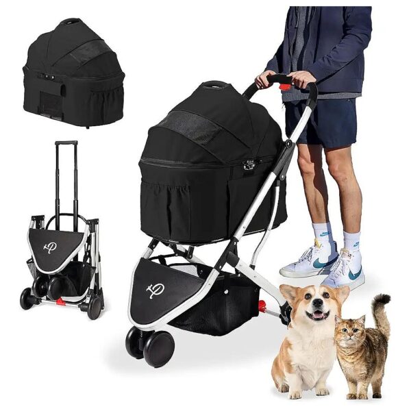 Easy-Fold Travel Stroller for Cats and Small to Medium Dogs