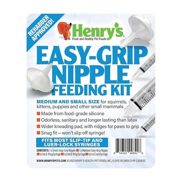 Easy-Grip Nipple Feeding Kit with 1 Small and 1 Medium Nipple Plus CODAN Syringes