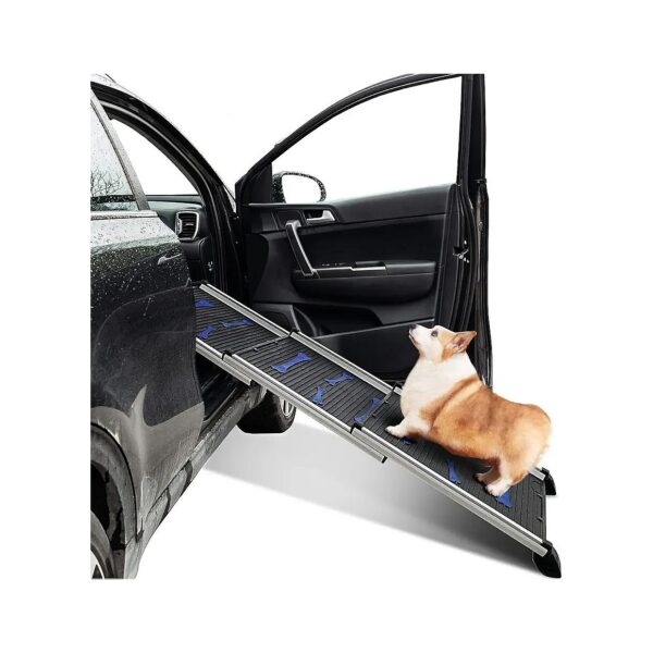 Easy-to-Fold Dog SUV Ramp with Rubber Bone Pattern and Non-Skid Surface