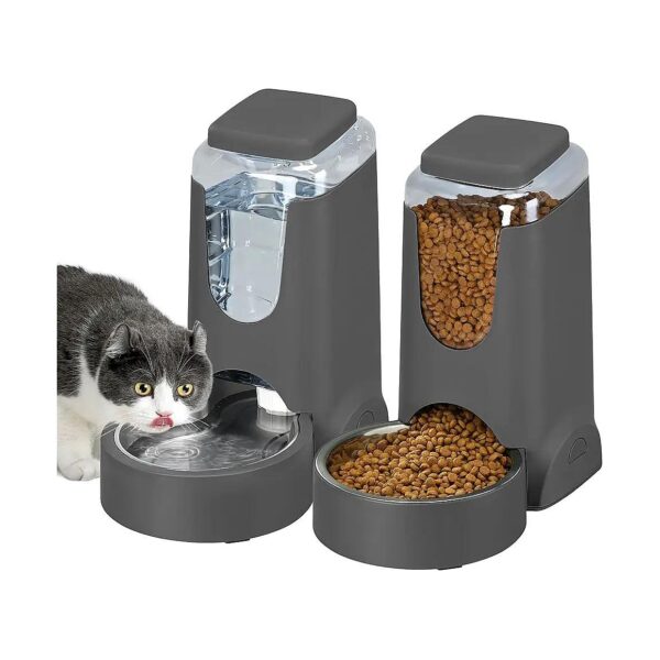 Easy-to-Use Automatic Cat and Dog Feeder Set with Stainless Steel Bowl and Water Feeder