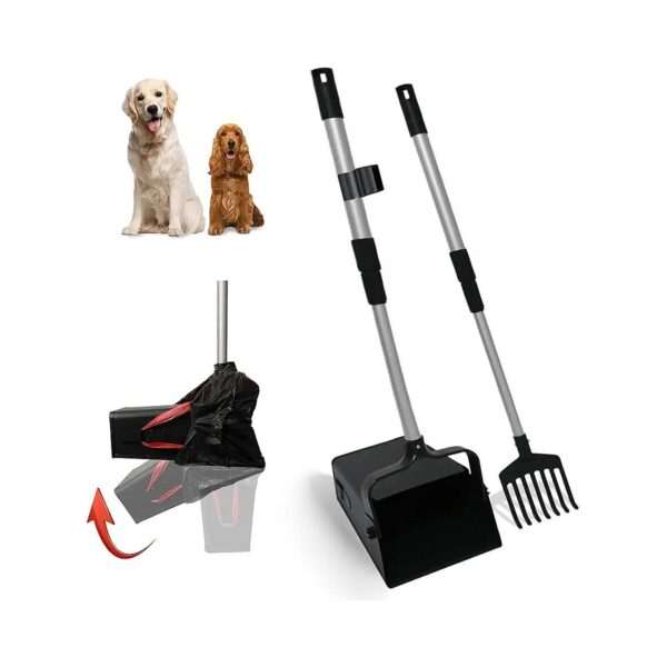 Easy-to-Use Metal Pooper Scooper with Swivel Bin and Anti-Rust Coated Rake for Pet Owners