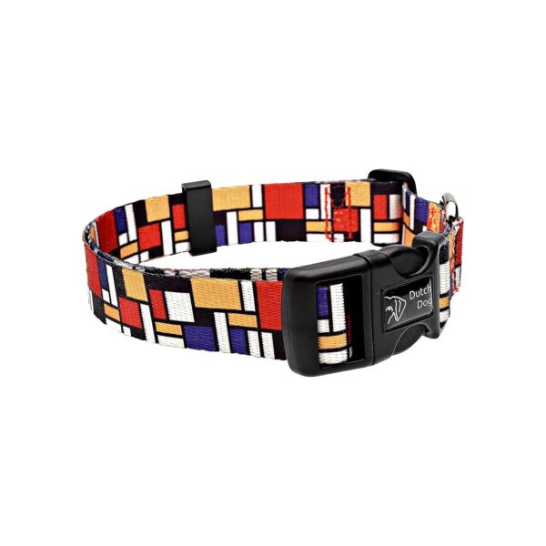 Eco Friendly Mondrian Pattern Medium Geometric Dog Collar 15-20-Inch