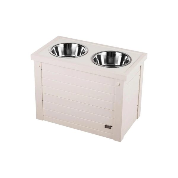 Eco-Friendly Elevated Dog Feeder with Stainless Steel Bowls and Storage