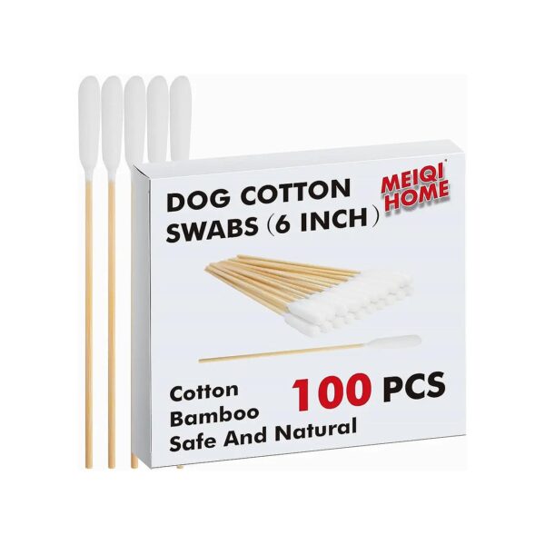 Eco-Friendly Large Cotton Swabs with Wooden Sticks for Pets 100 Pack