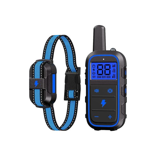 Electric Dog Shock Collar with 4 Training Modes for Large Medium Small Dogs Blue