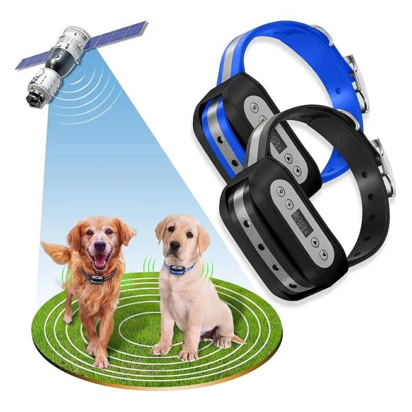 Electric Satellite Technology Pet Containment System with GPS Signal Boundary for 2 Dogs