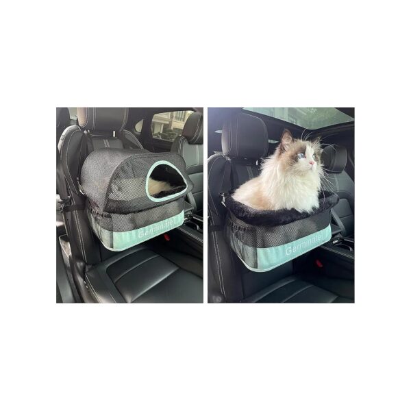 Elevated Car Seat for Small Dogs and Cats, Travel Safety Booster with Adjustable Belt