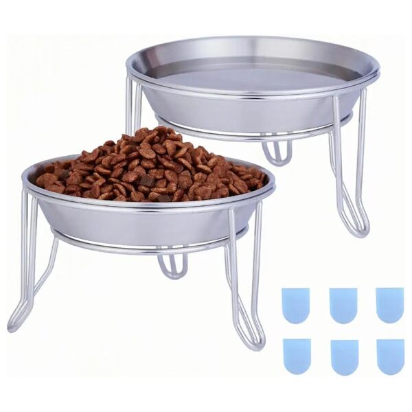 Elevated Cat Food Dish with Removable Stainless Steel Bowls for Comfort