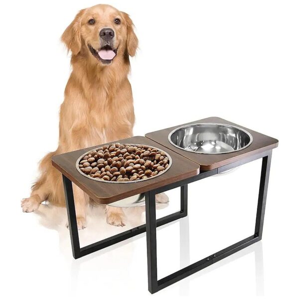 Elevated Dog Bowls for Large Dogs, Stainless Steel, 14 Cup Capacity, Reduced Joint Stress