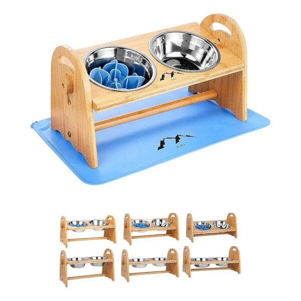 Elevated Multi-Pet Feeding Station with Adjustable Height and Tilted Bowls for Comfort